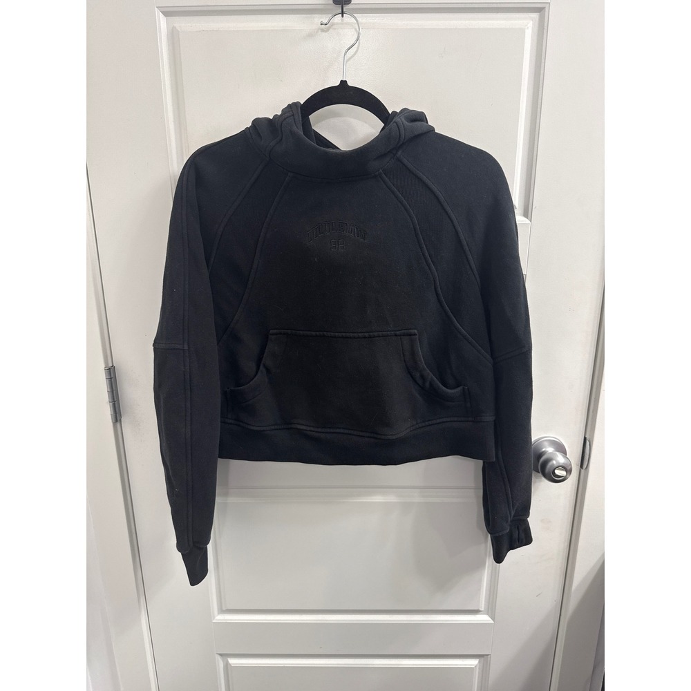 Lululemon Scuba Oversized Cropped Hoodie Black‎ Varsity Logo LW3IBPS XS/S